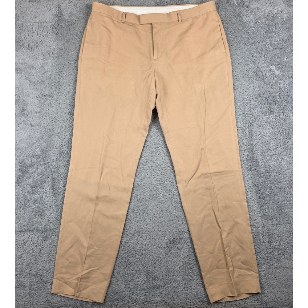 Sandro Linen Blend Dress Pants Mens 48 38x33 Tan Beige Lyocell Luxury Trousers